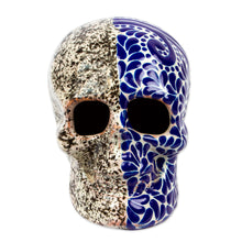 Load image into Gallery viewer, Handmade Talavera Style Two-Sided Skull Sculpture - Skull Dichotomy | NOVICA
