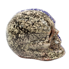 Load image into Gallery viewer, Handmade Talavera Style Two-Sided Skull Sculpture - Skull Dichotomy | NOVICA
