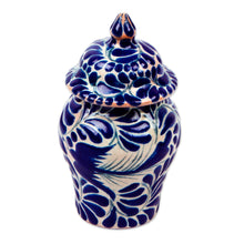 Load image into Gallery viewer, Blue on Ivory Swallow Motif Talavera Style Ginger Jar - Blue Puebla Swallow | NOVICA
