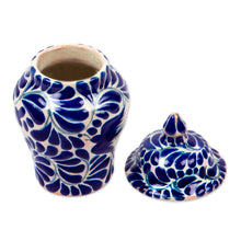 Load image into Gallery viewer, Blue on Ivory Swallow Motif Talavera Style Ginger Jar - Blue Puebla Swallow | NOVICA
