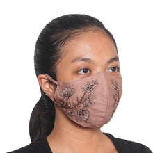 Load image into Gallery viewer, 2 Beaded Embroidered Cotton Face Masks in Tan and Ivory - Glamorous Tan and Ivory | NOVICA
