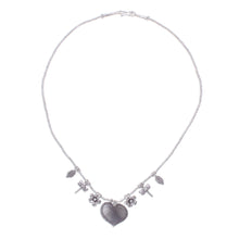 Load image into Gallery viewer, 950 Silver Heart Necklace Garden Charm - Heart Garden | NOVICA
