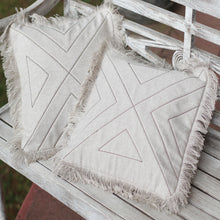 Load image into Gallery viewer, Triangle Pattern 100% Cotton Cushion Cover Pair - Triangle in Natural | NOVICA

