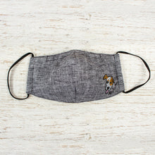 Load image into Gallery viewer, Hand-Painted Cotton Chambray 3-Layer Ear Loop Dog Mask - Grey Chambray Pup | NOVICA
