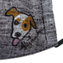 Load image into Gallery viewer, Hand-Painted Cotton Chambray 3-Layer Ear Loop Dog Mask - Grey Chambray Pup | NOVICA
