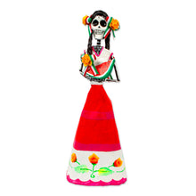 Load image into Gallery viewer, Hand Crafted Catrina Skeleton Sculpture from Mexico - Catrina with Watermelon | NOVICA
