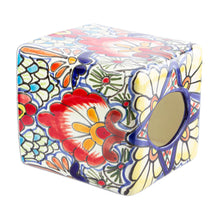 Load image into Gallery viewer, Talavera-Style Ceramic Tissue Box Cover - Talavera Flowers | NOVICA
