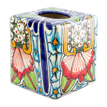 Load image into Gallery viewer, Hand Painted Talavera Style Tissue Box Cover - Talavera Bouquet | NOVICA
