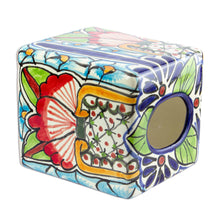 Load image into Gallery viewer, Hand Painted Talavera Style Tissue Box Cover - Talavera Bouquet | NOVICA
