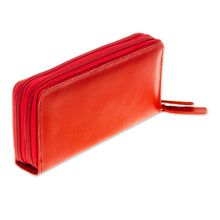 Load image into Gallery viewer, Russet Leather Long Zipper Wallet from Mexico - Bajio Russet | NOVICA
