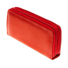 Load image into Gallery viewer, Russet Leather Long Zipper Wallet from Mexico - Bajio Russet | NOVICA
