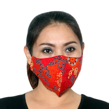 Load image into Gallery viewer, 1 Red-1 Green-1 Sepia-2-Layer Contoured Cotton Masks - Bright Beauty | NOVICA
