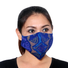 Load image into Gallery viewer, 1 Black-1 Burgundy-1 Blue-2-Layer Contoured Ikat Cotton Mask - Ikat Jewels | NOVICA
