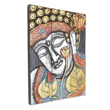 Load image into Gallery viewer, Three Panel Wood Wall Panel Buddha with Lotus Silver - Buddha with Lotus in Silver | NOVICA
