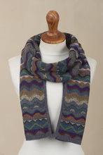 Load image into Gallery viewer, Zigzag Striped Alpaca Wool Scarf from Peru - Mountain of Seven Colors | NOVICA
