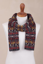 Load image into Gallery viewer, Unisex 100% Alpaca Wool Earth Toned Scarf - Andean Geometry | NOVICA
