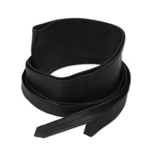 Load image into Gallery viewer, Hand Crafted Black Sheep Leather Obi Belt - Novela in Black | NOVICA
