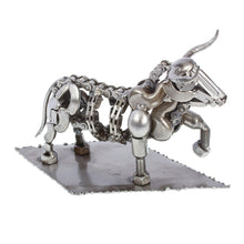 Load image into Gallery viewer, Rustic Recycled Metal Bull Sculpture - Rustic Bull | NOVICA
