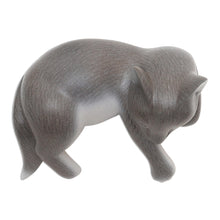 Load image into Gallery viewer, Hand Carved Suar Wood Cat Statuette - Wood statuette, 'Lounging Cat | NOVICA
