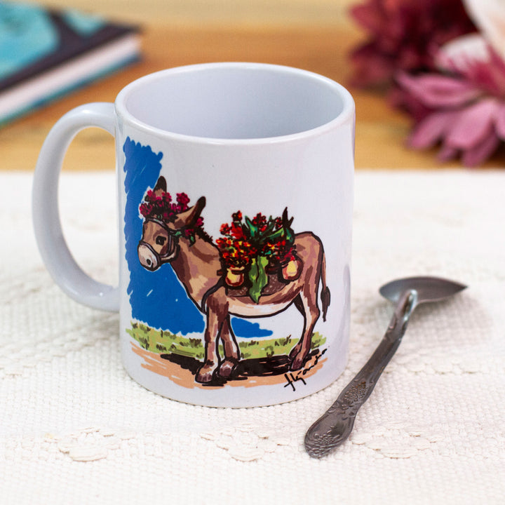 Signed Donkey Artwork on Ceramic Mug - Donkey | NOVICA