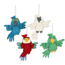 Load image into Gallery viewer, Set of 4 Wool Felt Bird Ornaments - Feathered Friends | NOVICA
