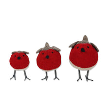 Load image into Gallery viewer, Set of 3 Wool Felt Finches with Glass Bead Eyes - Rockin&#39; Robins | NOVICA
