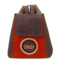 Load image into Gallery viewer, Leather and Suede Backpack with Wool Accent - Andean Sunset | NOVICA
