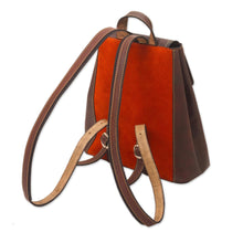 Load image into Gallery viewer, Leather and Suede Backpack with Wool Accent - Andean Sunset | NOVICA
