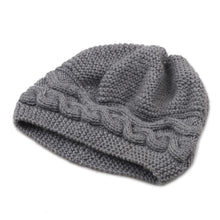 Load image into Gallery viewer, Hand-Knit Grey Alpaca Blend Cozy Winter Hat - Gentle Grey Waves | NOVICA
