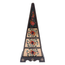 Load image into Gallery viewer, Hand Crafted Decorative Floral Batik Box - Pyramid of Flowers | NOVICA
