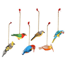 Load image into Gallery viewer, Hand-Painted Assorted Bird Ornaments (Set of 6) - Festive Birds | NOVICA
