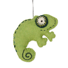 Load image into Gallery viewer, Set of 3 Wool Felt Lizard Ornaments - Lizard Tales | NOVICA
