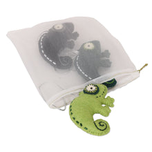 Load image into Gallery viewer, Set of 3 Wool Felt Lizard Ornaments - Lizard Tales | NOVICA
