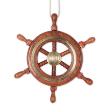 Load image into Gallery viewer, Set of 3 Wood Ship's Wheel Ornaments - Ahoy | NOVICA
