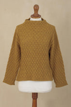 Load image into Gallery viewer, Women's Antique Gold 100% Alpaca Sweater - Antique Gold Trellis | NOVICA
