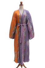 Load image into Gallery viewer, Hand-Stamped Batik Robe with Chakra Motif - Dusky Sunrise | NOVICA
