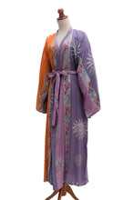 Load image into Gallery viewer, Hand-Stamped Batik Robe with Chakra Motif - Dusky Sunrise | NOVICA
