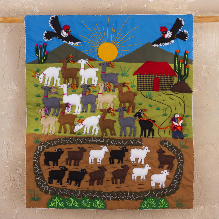 Artisan Crafted Peruvian Applique Wall Hanging - Andean Enchantment | NOVICA