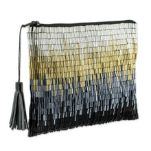 Load image into Gallery viewer, Petite Gold and Silver Hand Beaded Clutch Evening Bag - Glittering Luxe | NOVICA
