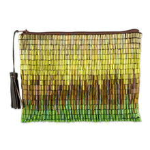 Load image into Gallery viewer, Petite Gold and Green Hand Beaded Clutch Evening Bag - Sunshine Luxe | NOVICA
