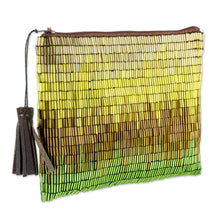 Load image into Gallery viewer, Petite Gold and Green Hand Beaded Clutch Evening Bag - Sunshine Luxe | NOVICA
