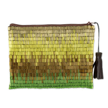 Load image into Gallery viewer, Petite Gold and Green Hand Beaded Clutch Evening Bag - Sunshine Luxe | NOVICA
