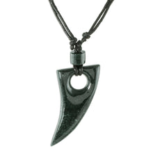 Load image into Gallery viewer, Guatemalan Natural Dark Green Jade Pendant Necklace - Colmillo | NOVICA
