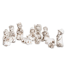 Load image into Gallery viewer, Antique Style White Ceramic Nativity Scene (11 Pieces) - Antique El Salvador Bethlehem | NOVICA
