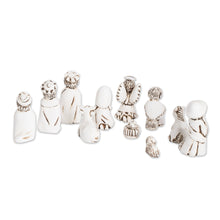 Load image into Gallery viewer, Antique Style White Ceramic Nativity Scene (11 Pieces) - Antique El Salvador Bethlehem | NOVICA
