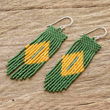 Load image into Gallery viewer, Green and Yellow Beaded Waterfall Earrings - Chameleon Charm | NOVICA
