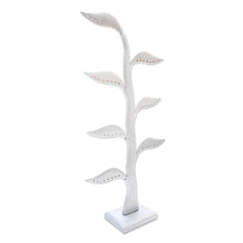Load image into Gallery viewer, Silver Jempinis Wood Leaf-Themed Jewelry Holder (21 Inch) - Daun Salam in Silver | NOVICA
