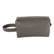 Load image into Gallery viewer, Hand Crafted Grey Leather Men's Toiletry Case - Man of the World in Flint | NOVICA

