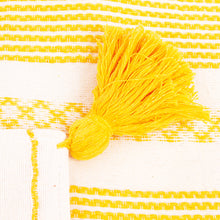 Load image into Gallery viewer, White and Yellow Hand Loomed Cushion Cover - Millenary Marigold | NOVICA
