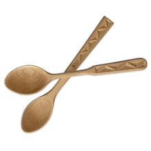 Load image into Gallery viewer, Armenian Hand Carved Beechwood Serving Spoons (Pair) - Savory Traditions | NOVICA
